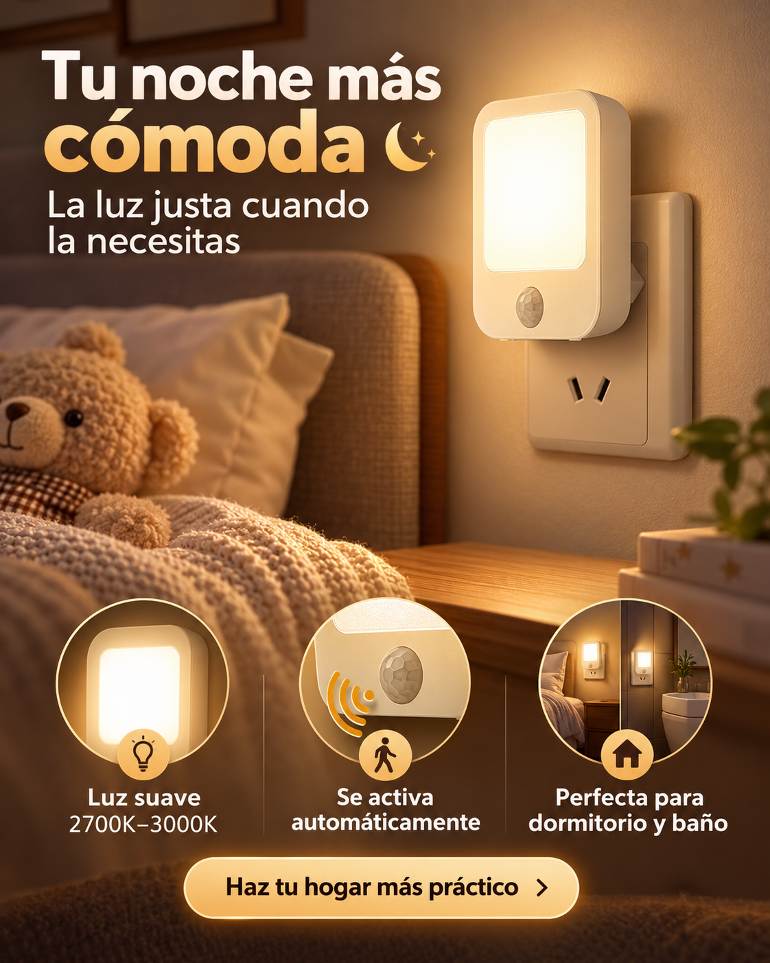 Luz Nocturna Inteligente con Sensor de Movimiento